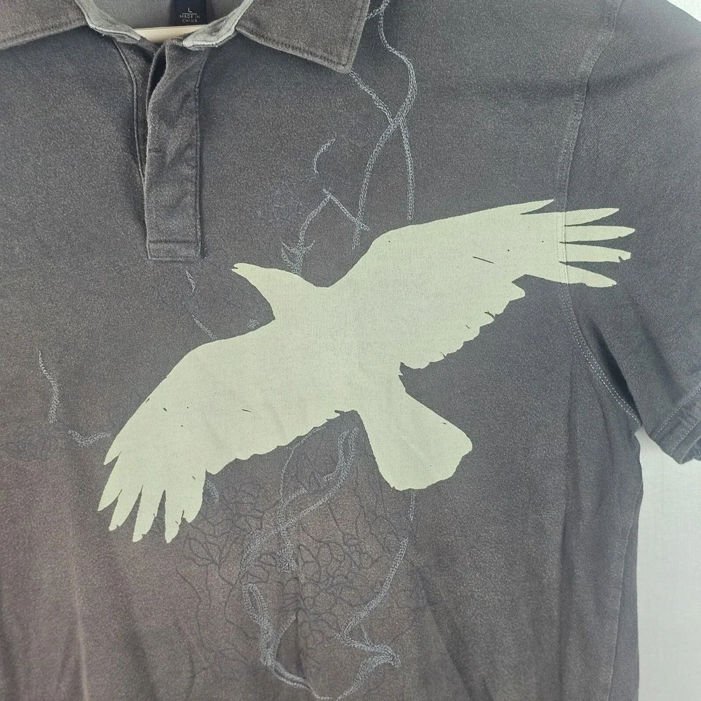 Banana Republic‎ Mens Polo Large Short Sleeve Brown Eagle Graphic